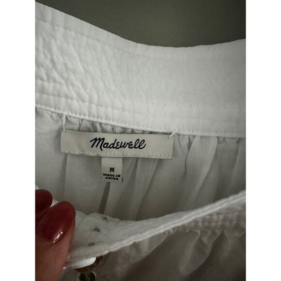 Madewell NWOT White Cotton Mini Dress Medium - Picture 10 of 11